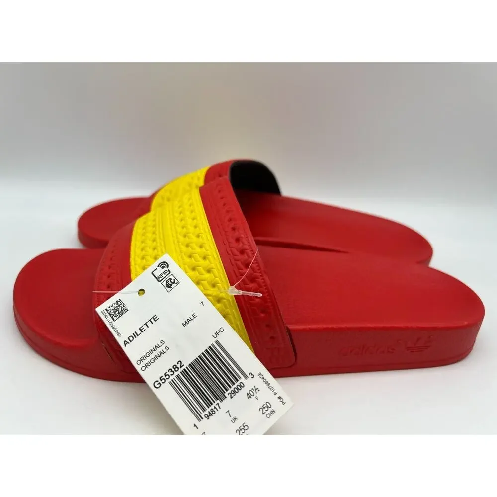 adidas Adilette Slides 'Spain' G55382 Red Yellow Men's Size 7 NWT